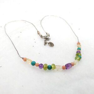 Carolyn Pollack Necklace Liquid Sterling Silver Multi Gemstone Beads Dainty